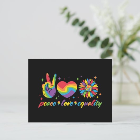 LGBTQ – 平和、愛、平等 ポストカード (スタンド正面)