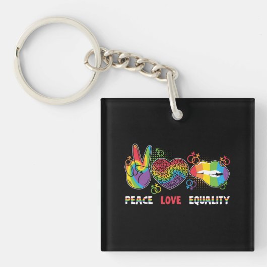 LGBTQ – 平和、愛、平等 – 虹の色 キーホルダー (正面)