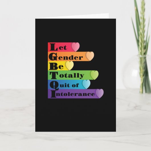 LGBTQ:性を不寛容にやめする カード (正面)