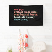 LGBTQ 検閲反対 トランスジェンダーの子供たちを守ろう 禁書を読む ゲイの権利擁護 横断幕 (インサイチュ)
