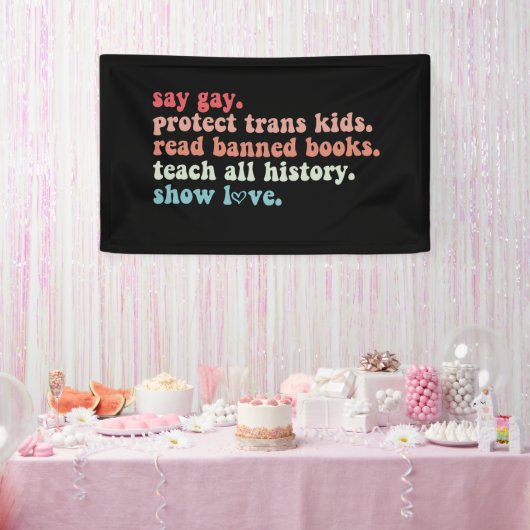 LGBTQ 検閲反対 トランスジェンダーの子供たちを守ろう 禁書を読む ゲイの権利擁護 横断幕 (パーティー)