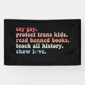 LGBTQ 検閲反対 トランスジェンダーの子供たちを守ろう 禁書を読む ゲイの権利擁護 横断幕 (横)