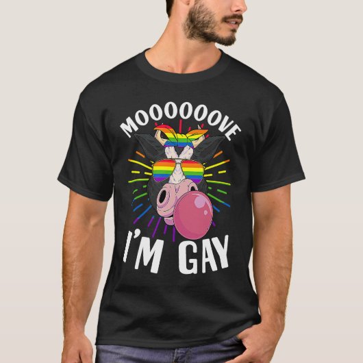 LGBTQ 牛 プライド レインボー サングラス Tシャツ (正面)