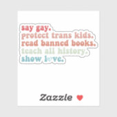 LGBTQ 禁書を読もう トランスジェンダーの子供たちを守ろう シール (シート)