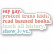 LGBTQ 禁書を読もう トランスジェンダーの子供たちを守ろう シール (正面)