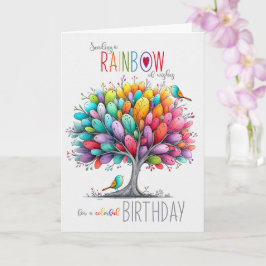 LGBTQ 誕生日 ゲイ レインボーフラッグ カラフルな木 カード