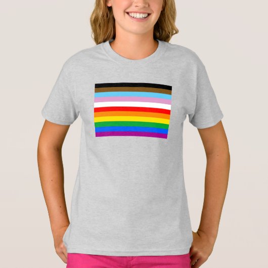 LGBTQ+進捗フラグのストライプ Tシャツ (正面)
