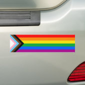 LGBTQ+進捗プライドフラッグバンパーステッカー バンパーステッカー (車上)