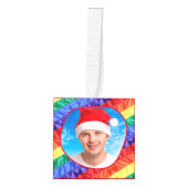 LGBTQ 4フォトゲイプライドフラッグレインボーストライプ同性愛者 キューブオーナメント (正面)