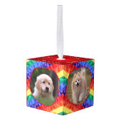 LGBTQ 4フォトゲイプライドフラッグレインボーストライプ同性愛者 キューブオーナメント (裏面アングル)