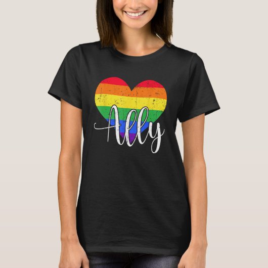 LGBTQ Ally for Gay Pride Support Tシャツ (正面)