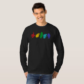 LGBTQ ASL Awareness Hand Sign Language Deaf Pride Tシャツ (正面フル)