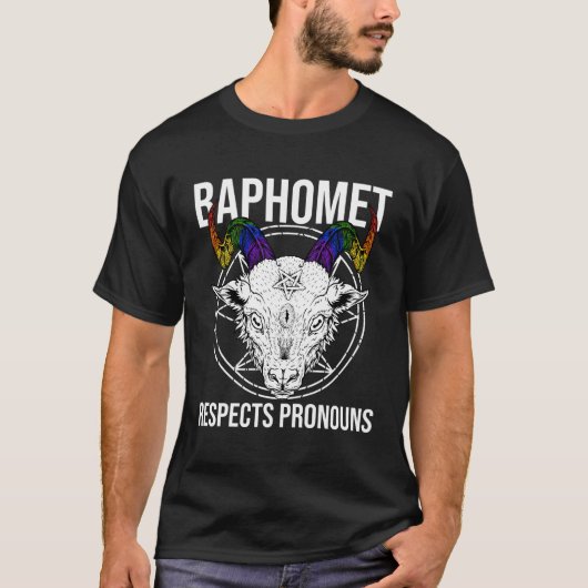 Lgbtq Baphometサタンデビルリスペクト代名詞 Tシャツ (正面)