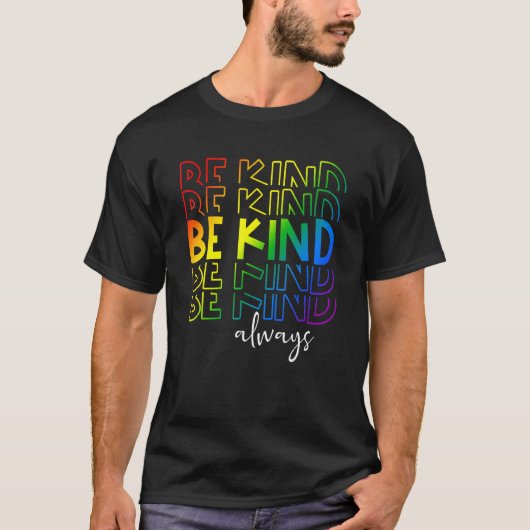 Lgbtq Be KindゲイプライドLgbt絞り染め国旗レトロVi Tシャツ (正面)