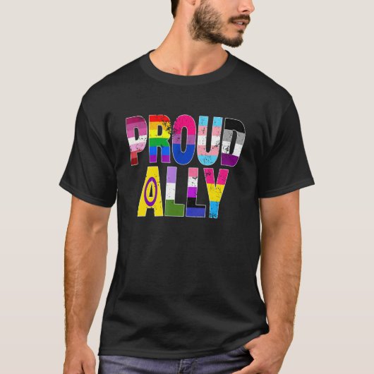 LGBTQ Black Pride Proud Ally Lesbian Gay Bi Trans Tシャツ (正面)