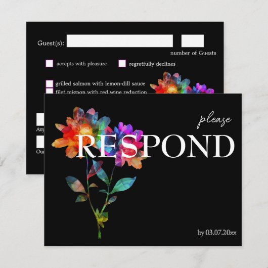 🌈 LGBTQ Budget with menu  Petals & Pride  出欠カード (正面/裏面)