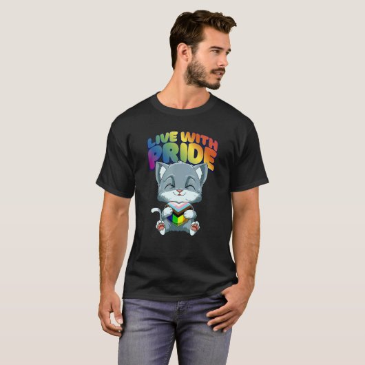 LGBTQ Cat Progressiv Pride Transgender Genderquee Tシャツ (正面フル)