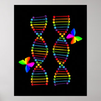 LGBTQ DNA Rainbow Flag Butterfly Gay Pride Month L ポスター