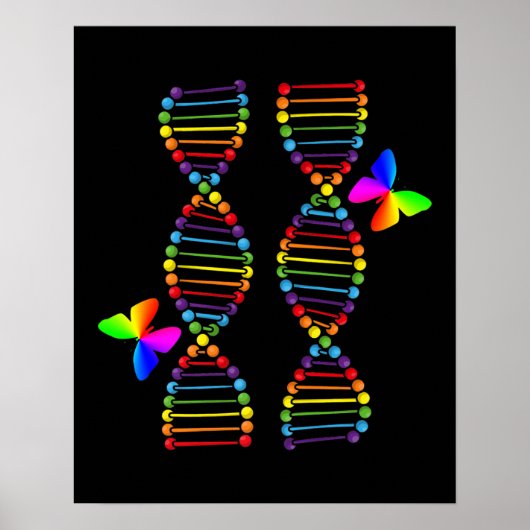 LGBTQ DNA Rainbow Flag Butterfly Gay Pride Month L ポスター (正面)