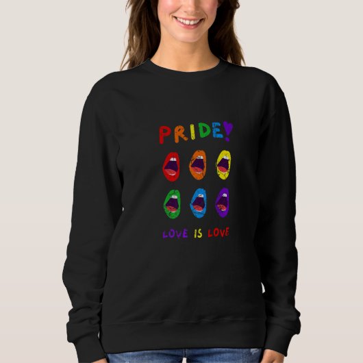LGBTQ Equality Pride Love Is Love Rainbow Design G スウェットシャツ (正面)
