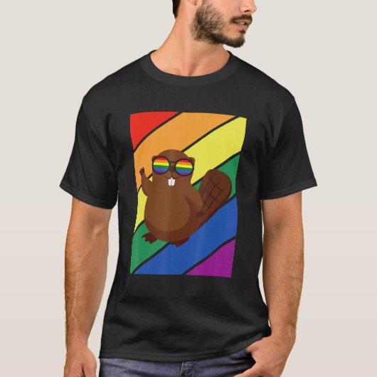 LGBTQ Flag Gay Pride Month Rainbow Beaver With LGB Tシャツ (正面)