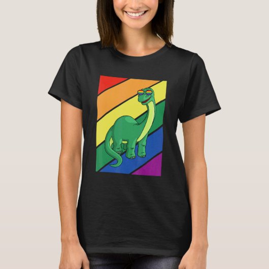 LGBTQ Flag Gay Pride Month Rainbow Dinosaurs LGBT  Tシャツ (正面)