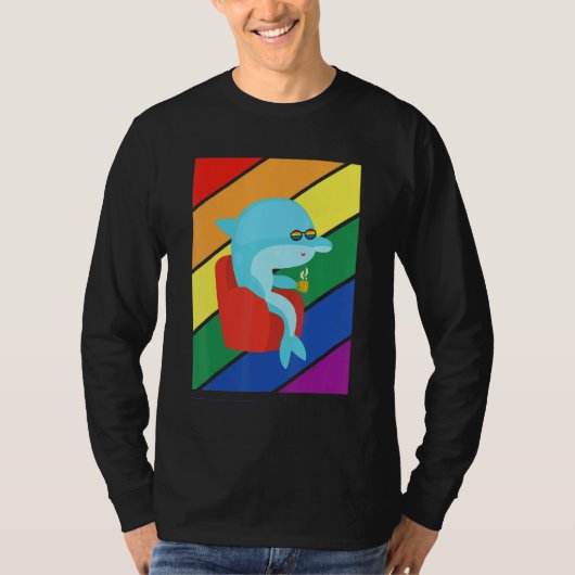 Lgbtq Flag Gay Pride Month Rainbow Dolphin Lgbt Gl Tシャツ (正面)