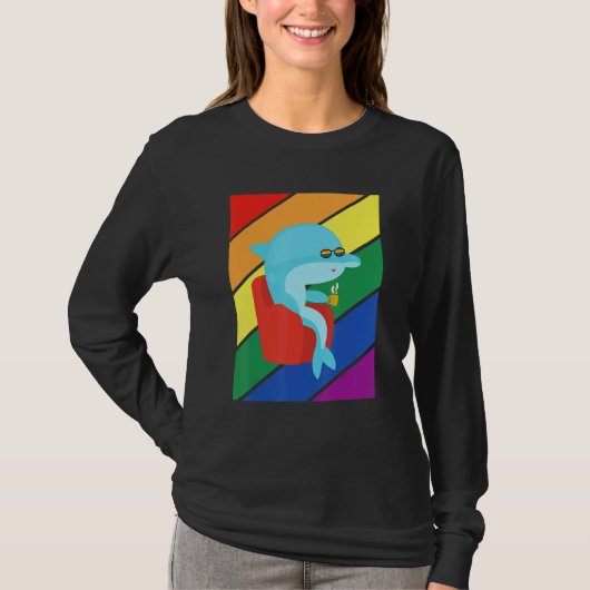 Lgbtq Flag Gay Pride Month Rainbow Dolphin Lgbt Gl Tシャツ (正面)