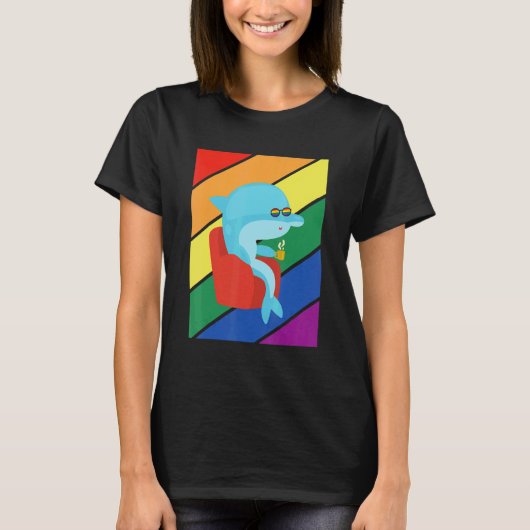 LGBTQ Flag Gay Pride Month Rainbow Dolphin LGBT Gl Tシャツ (正面)
