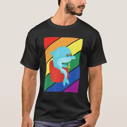 Lgbtq Flag Gay Pride Month Rainbow Dolphin Lgbt Gl Tシャツ (正面)