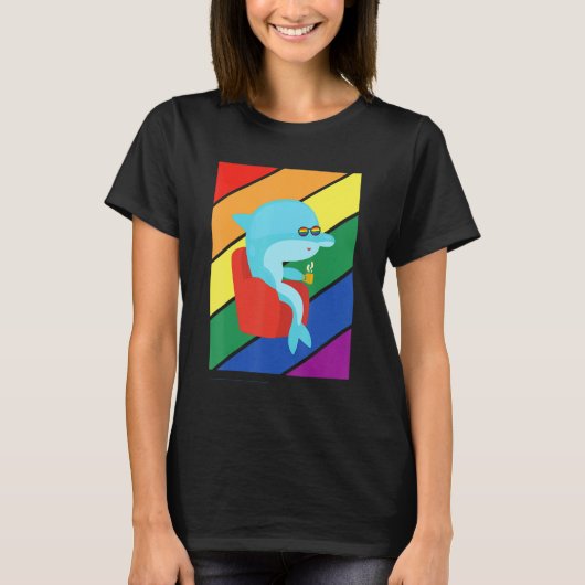Lgbtq Flag Gay Pride Month Rainbow Dolphin Lgbt Gl Tシャツ (正面)