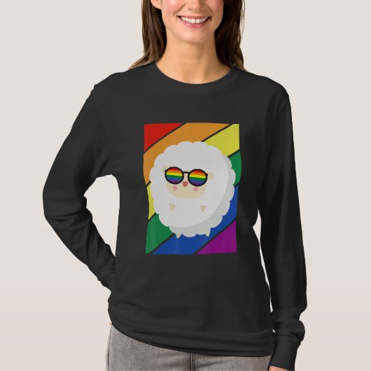 LGBTQ Flag Gay Pride Month Rainbow Sheep With LGBT Tシャツ (正面)