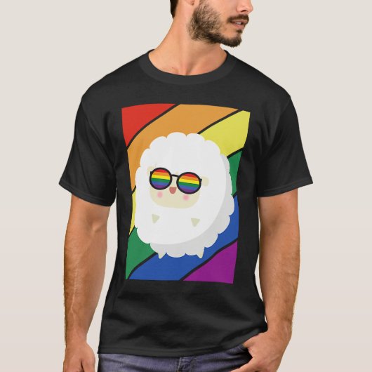 LGBTQ Flag Gay Pride Month Rainbow Sheep With LGBT Tシャツ (正面)