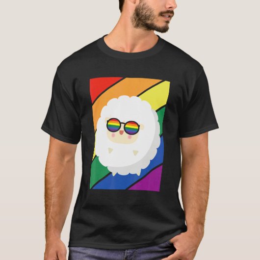 LGBTQ Flag Gay Pride Month Rainbow Sheep With LGBT Tシャツ (正面)