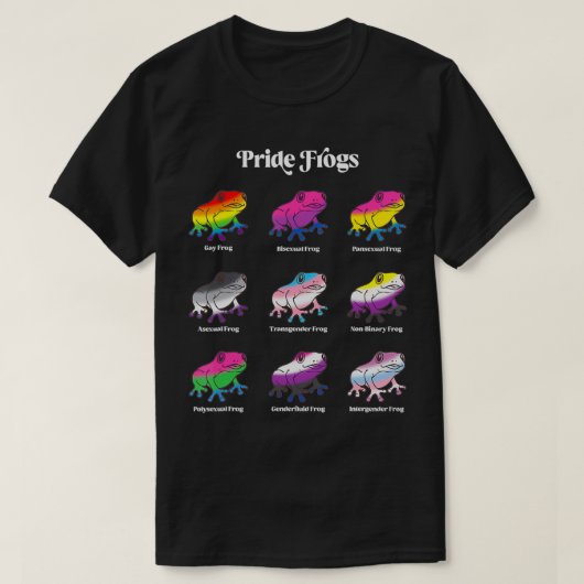 LGBTQ Flag Kawaii Pride Frogs Gay Trans Non Binary Tシャツ (デザイン正面)