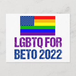 LGBTQ for Beto 2022ゲイプライド国旗の選挙 ポストカード