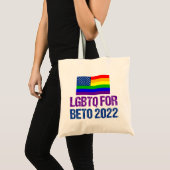 LGBTQ for Beto Governor 2022選挙虹の旗 トートバッグ (正面(商品))