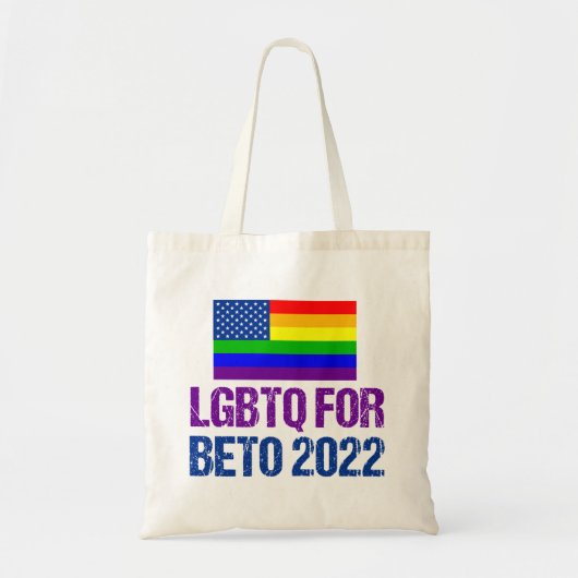 LGBTQ for Beto Governor 2022選挙虹の旗 トートバッグ (正面)