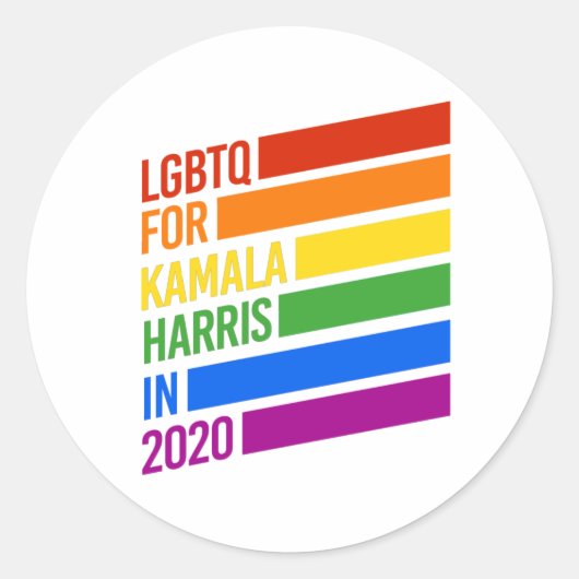 LGBTQ for KAMALA HARRIS Rainbowストライプ Levels ラウンドシール (正面)