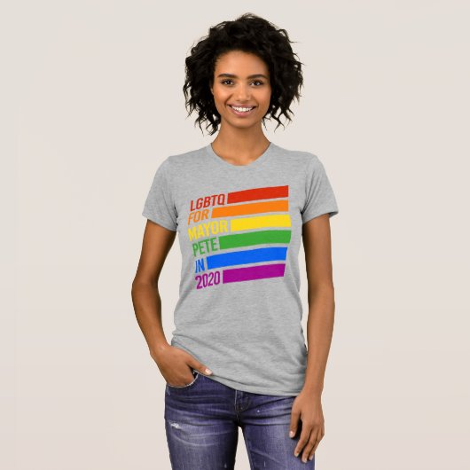 LGBTQ For Mayor Pete 2020 Tシャツ (正面フル)