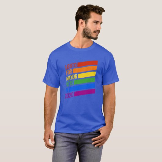 LGBTQ For Mayor Pete 2020 Tシャツ (正面フル)