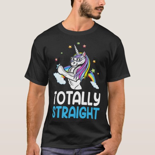 LGBTQ Gay Pride  Totally Straight Unicorn  4 Tシャツ (正面)