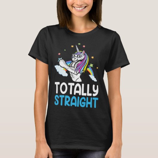 LGBTQ Gay Pride  Totally Straight Unicorn  4 Tシャツ (正面)