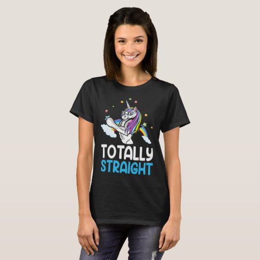 LGBTQ Gay Pride  Totally Straight Unicorn  4 Tシャツ (正面フル)