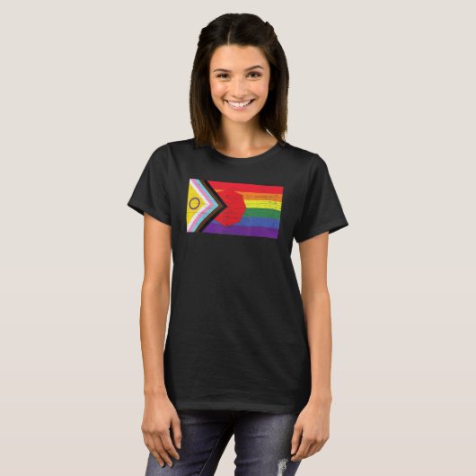 LGBTQ+ Grunge Flag Inclusive Progressive Pride Fla Tシャツ (正面フル)
