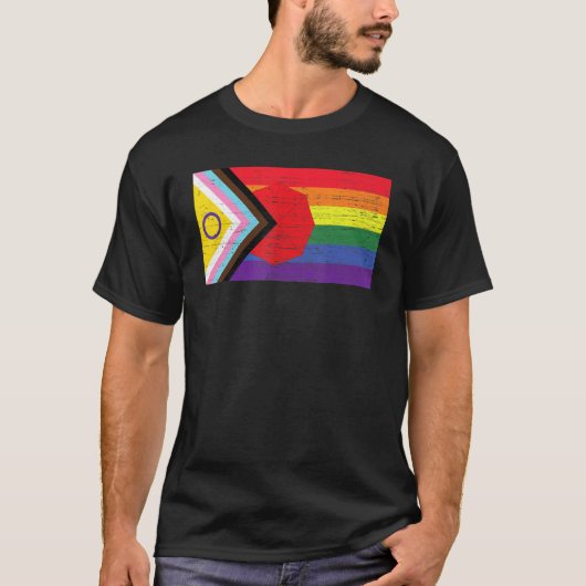 LGBTQ+ Grunge Flag Inclusive Progressive Pride Fla Tシャツ (正面)