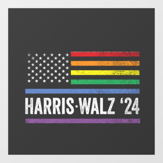 LGBTQ Harris Walzアメリカ国旗の選挙2024 ウィンドウサイン (シート)
