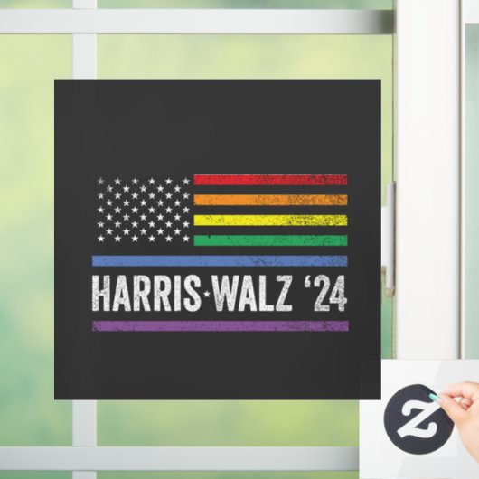 LGBTQ Harris Walzアメリカ国旗の選挙2024 ウィンドウサイン (ホーム)