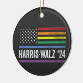 LGBTQ Harris Walzアメリカ国旗の選挙2024 セラミックオーナメント (左)