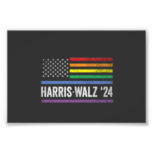 LGBTQ Harris Walzアメリカ国旗の選挙2024 フォトプリント